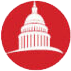 Iconic silhouette of the United States Capitol building on a red background featured in a portfolio.