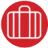 Red circular sign with a white portfolio icon.