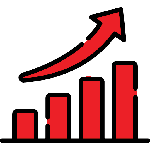 Upward trending arrow over a bar graph depicting career advancements.